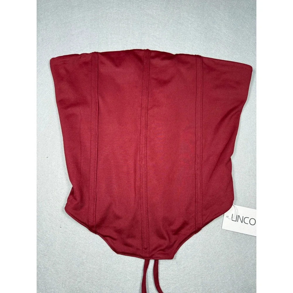 Whimsigoth Ren Faire Cottagecore Lincooyee Burgundy Lace Up Boned Corset